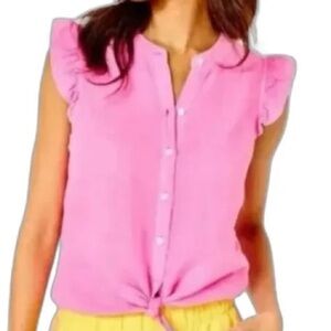Lilly Pulitzer Pink Ruffle Sleeve Women's Top
